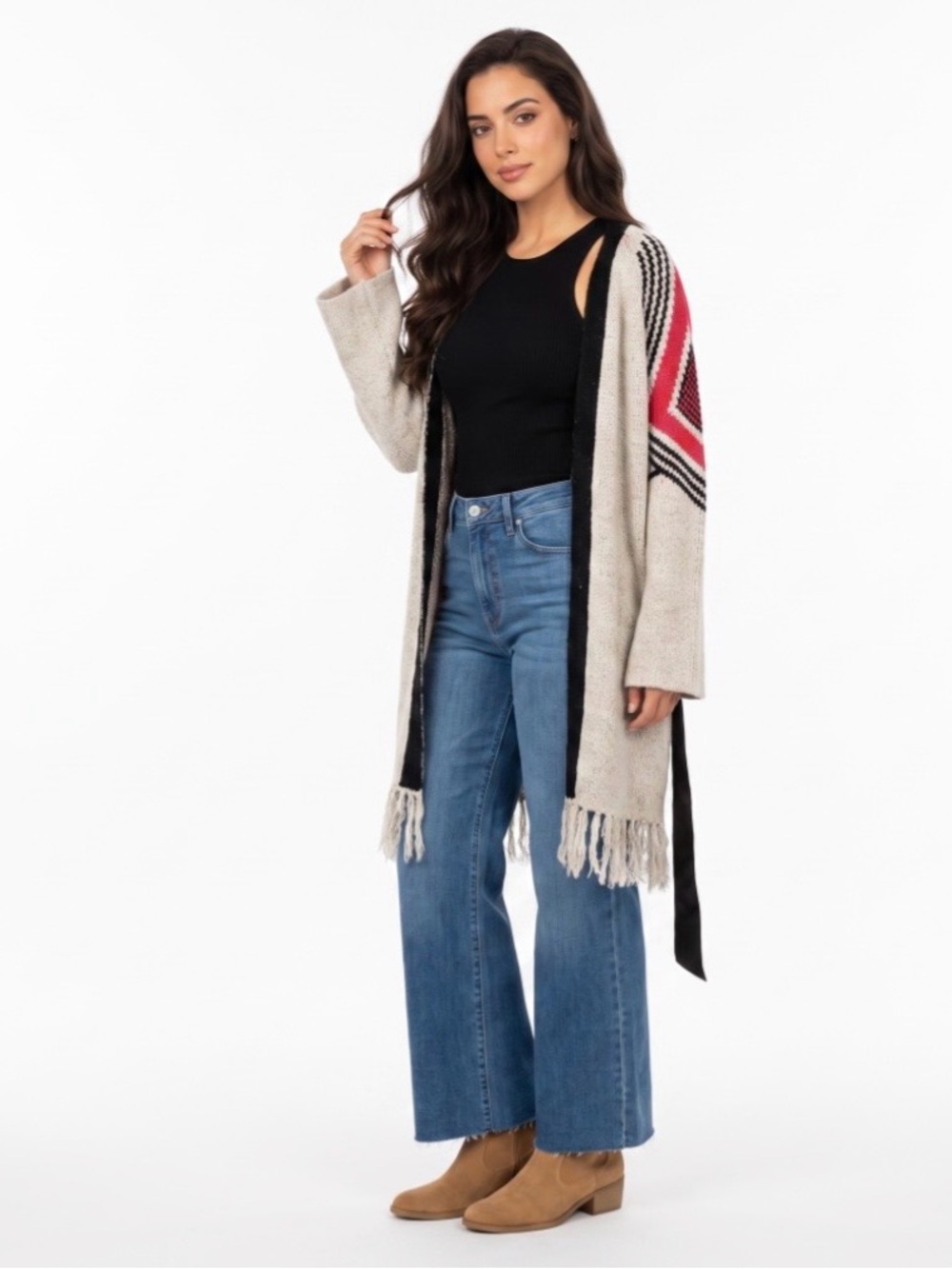 DEE ELLY BELTED WIDE SLEEVE CARDIGAN JACKET